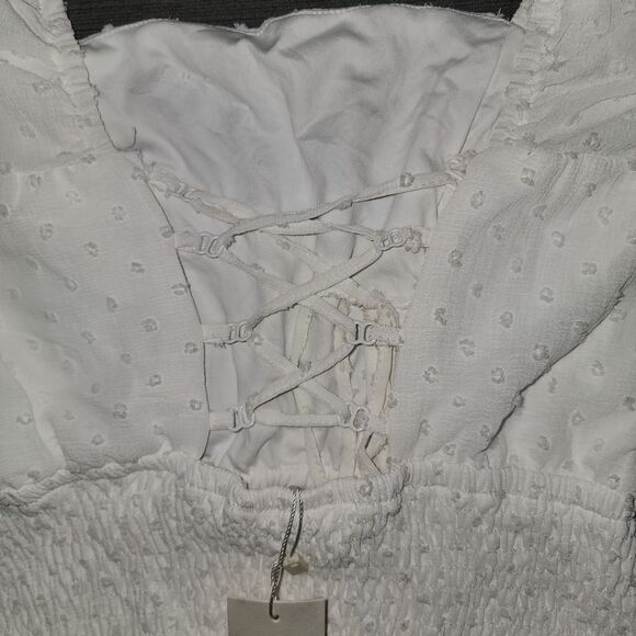 Urban Romantics Women's White Cotton Square Neck Crop Top Size Small - Picture 11 of 15